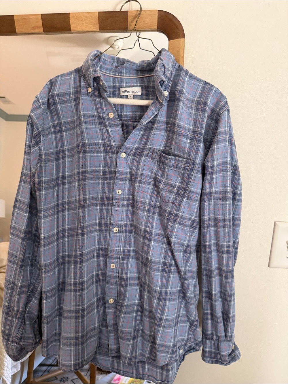 Peter Millar Light Blue Plaid Button-Down Shirt